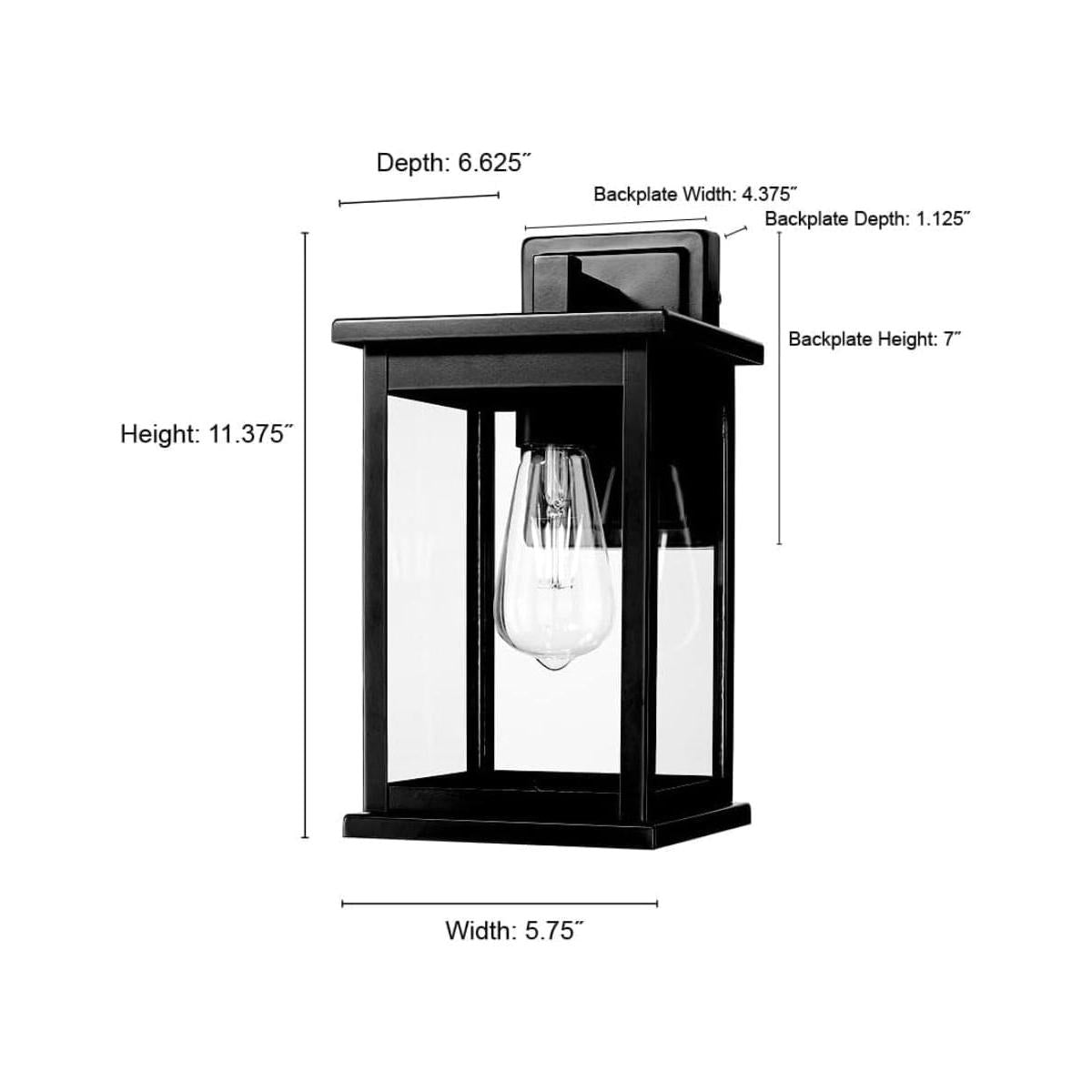 11"H Bowton II Outdoor Wall Light - Dusk to Dawn Matte Black Finish with Glass Shade by Millennium Lighting