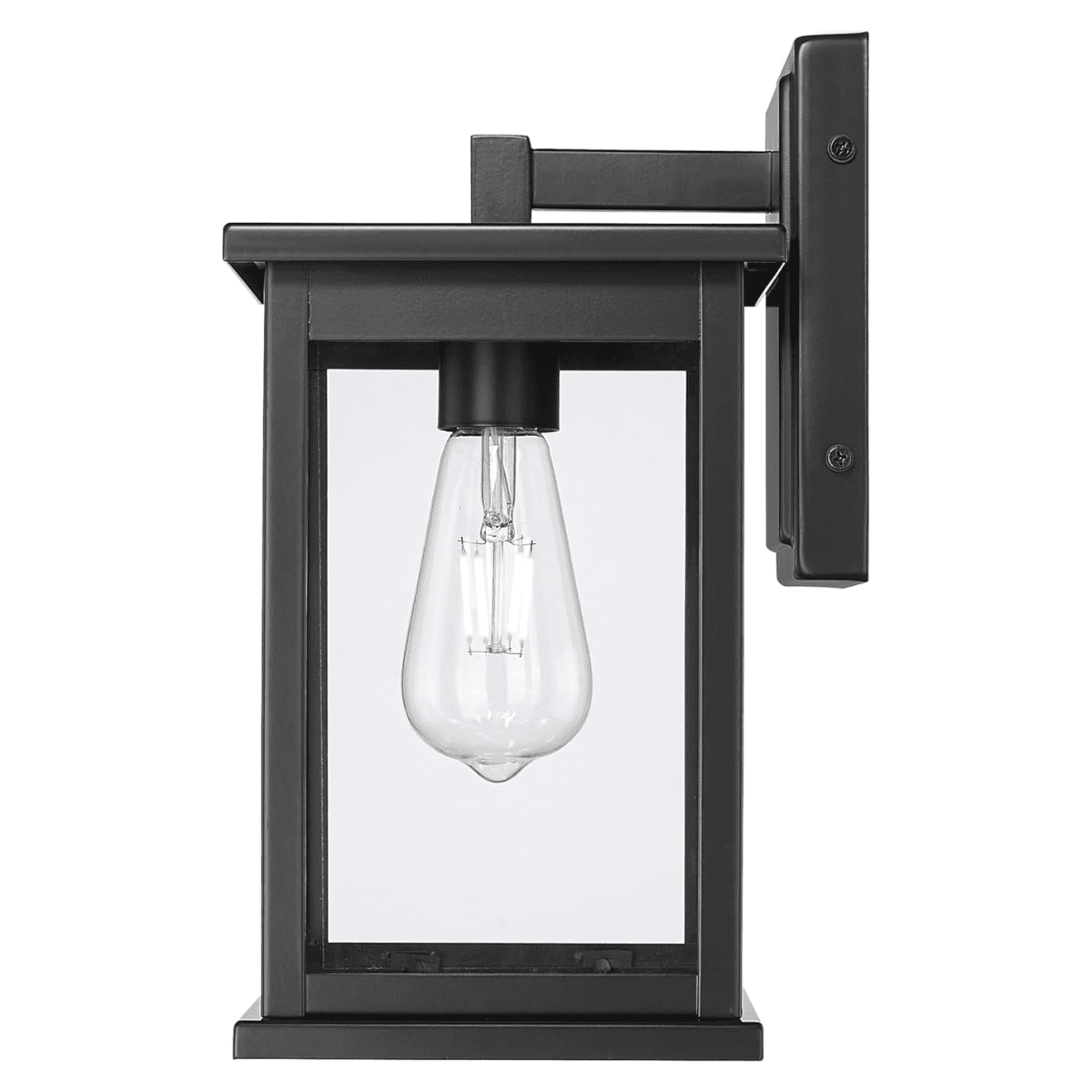 11"H Bowton II Outdoor Wall Light - Dusk to Dawn Matte Black Finish with Glass Shade by Millennium Lighting