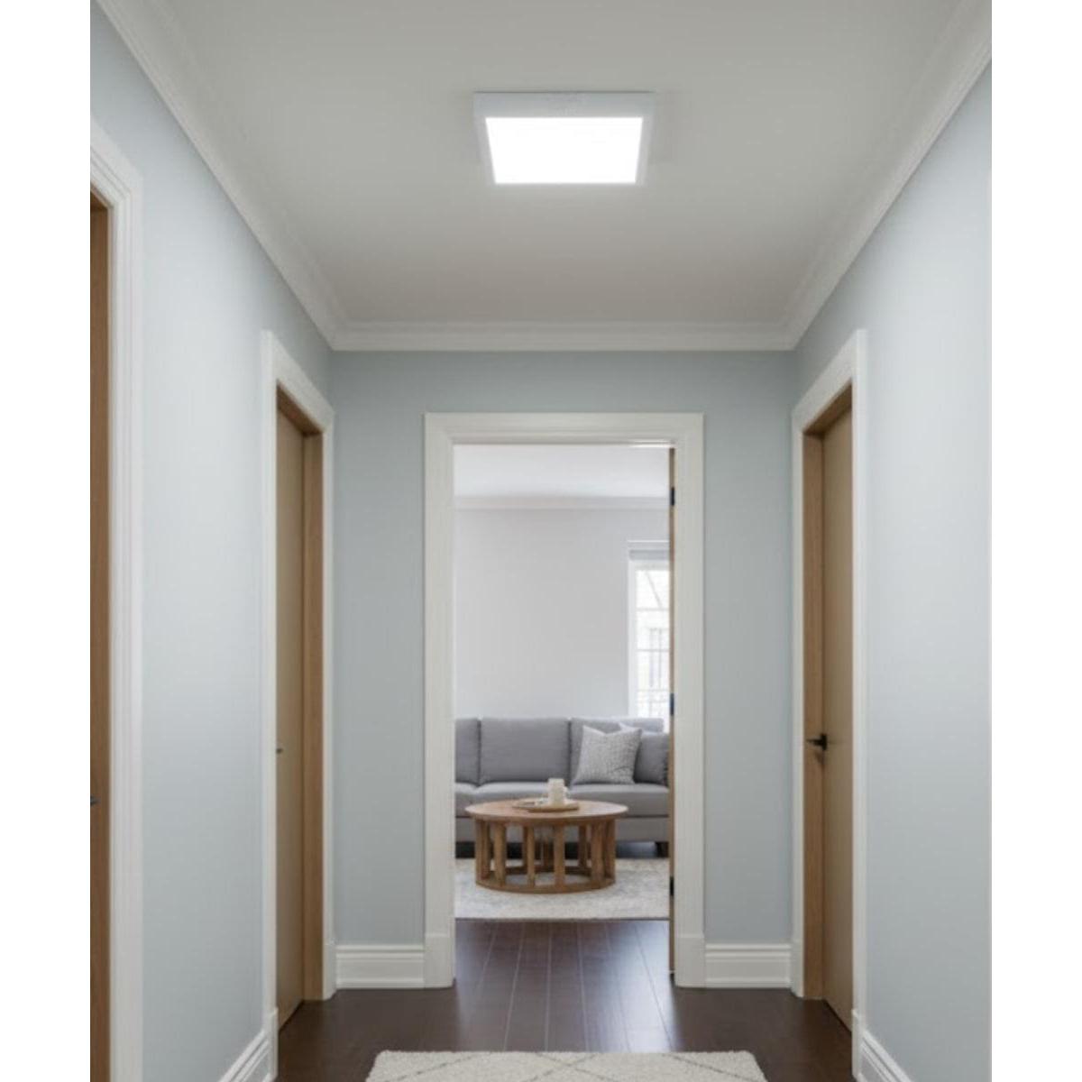 11"W 1-Light Square LED Flush Mount Light Fixture White Acrylic Finish
