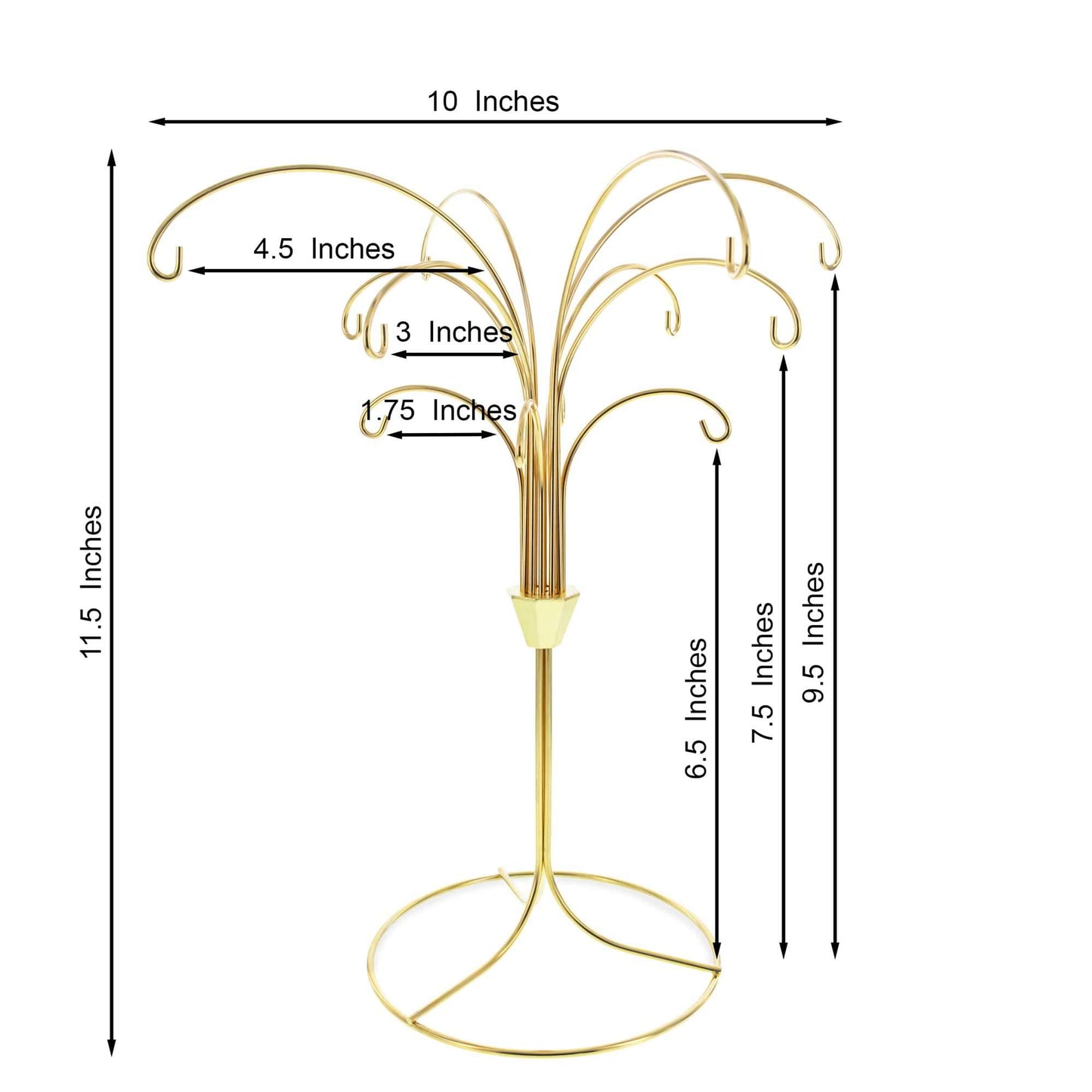 12-Arm Spiral Fountain Brass Gold Metal Ornament Stand Display 11.5 Inches