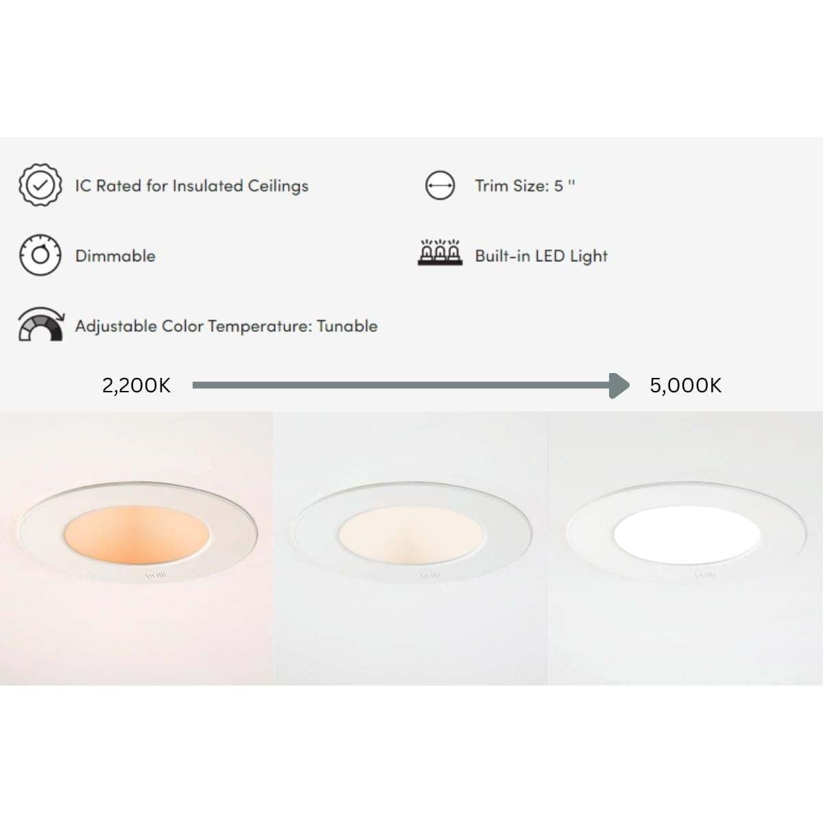 12 Pack - Brilli 5/6 inch LED Recessed Retrofit Downlight, Dimmable, Color Tunable