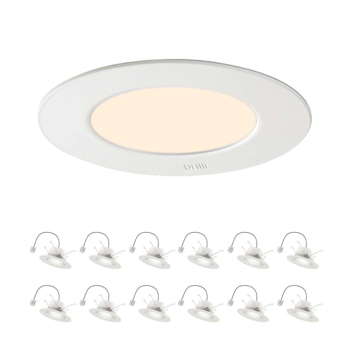 12 Pack - Brilli 5/6 inch LED Recessed Retrofit Downlight, Dimmable, Color Tunable