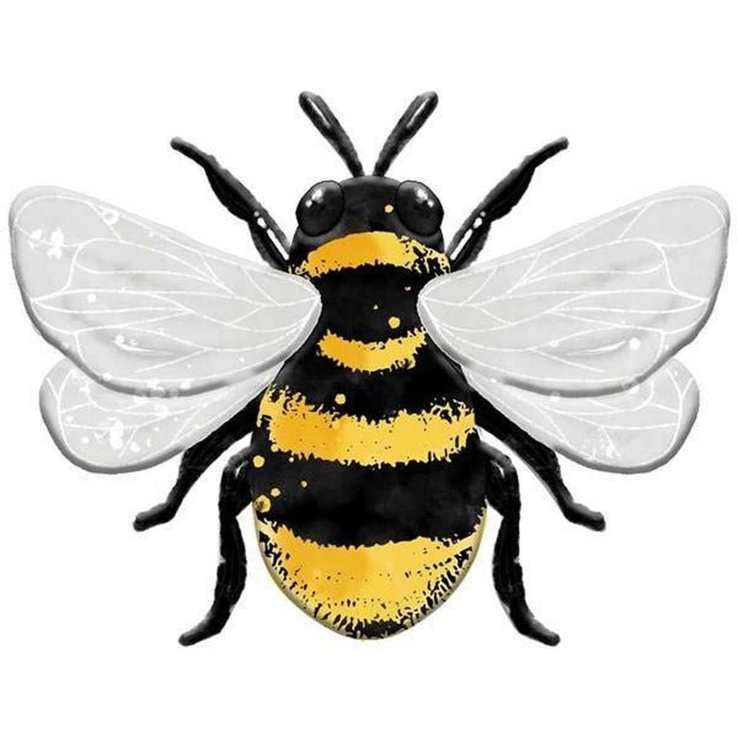 12" Metal Embossed Bee Hanger: White