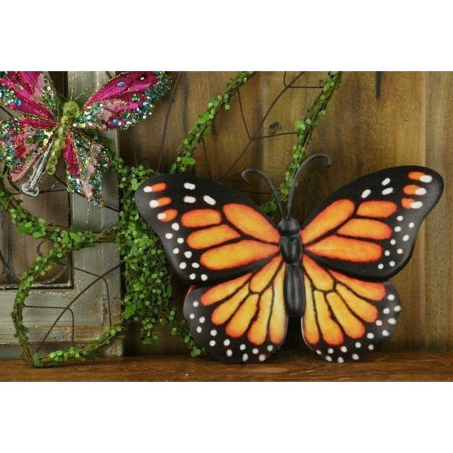 12" Metal Embossed Butterfly: Monarch