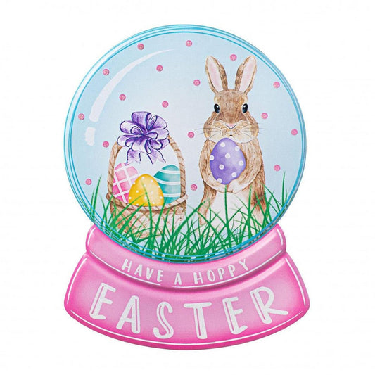 12" Metal Embossed Sign: Easter Snow Globe