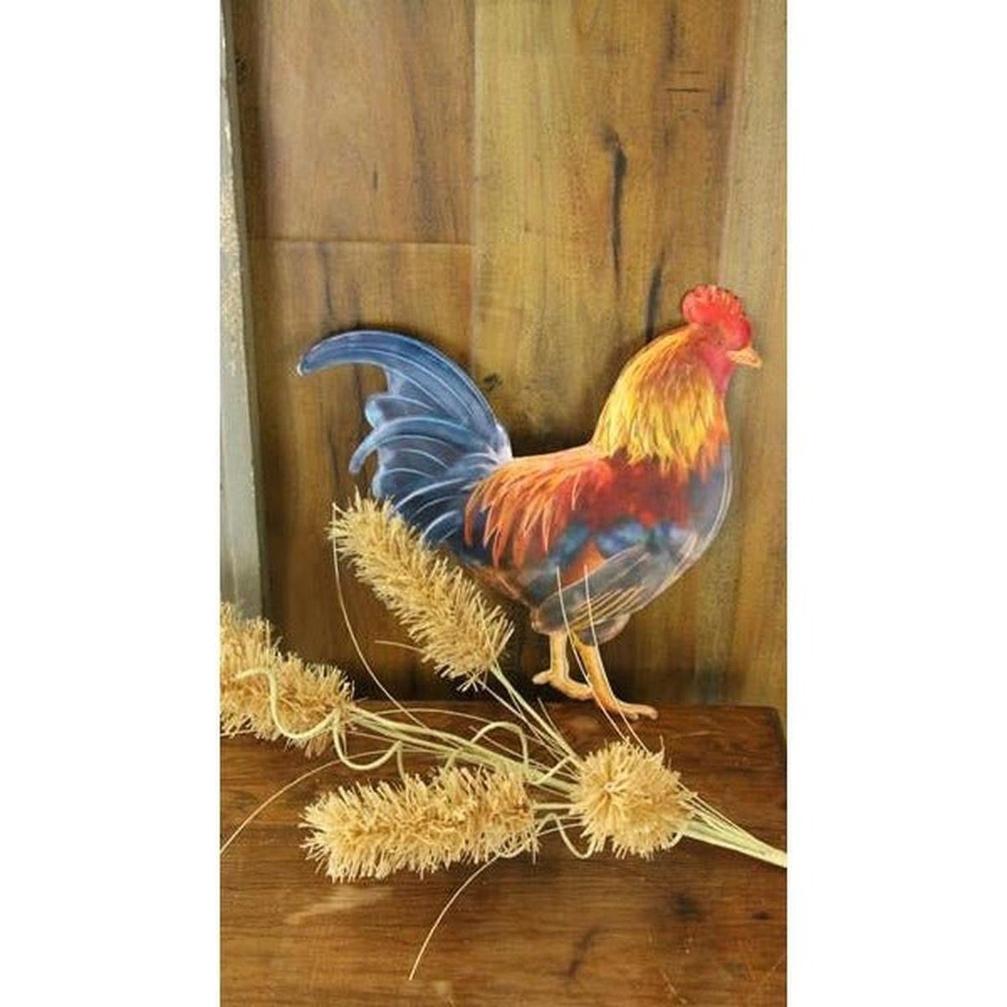 12" Metal Rooster Hanger: Multi Color