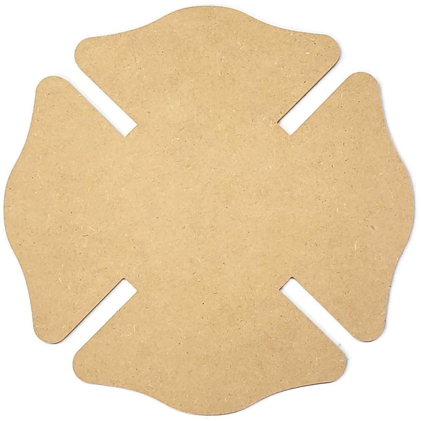 12" Unpainted MDF Wood Fireman Maltese Cross Cutout