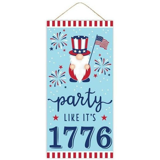12" Wooden Sign: Gnome Party Like 1776