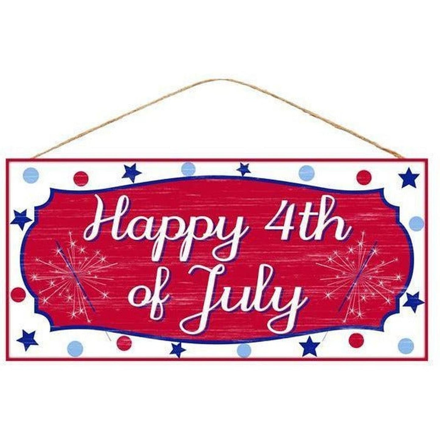12" Wooden Sign: Happy 4th of July