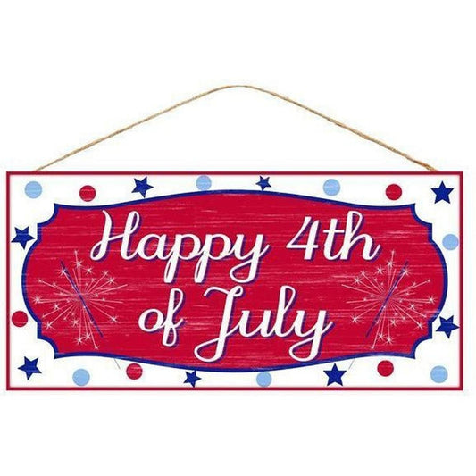 12" Wooden Sign: Happy 4th of July