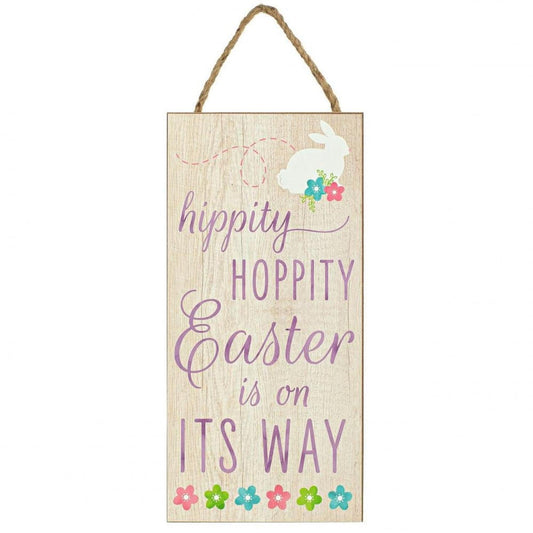 12" Wooden Sign: Hippity Hoppity Easter