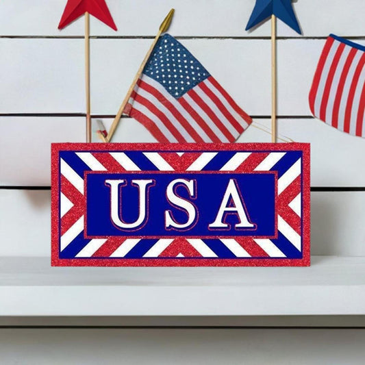 12" Wooden Sign: USA