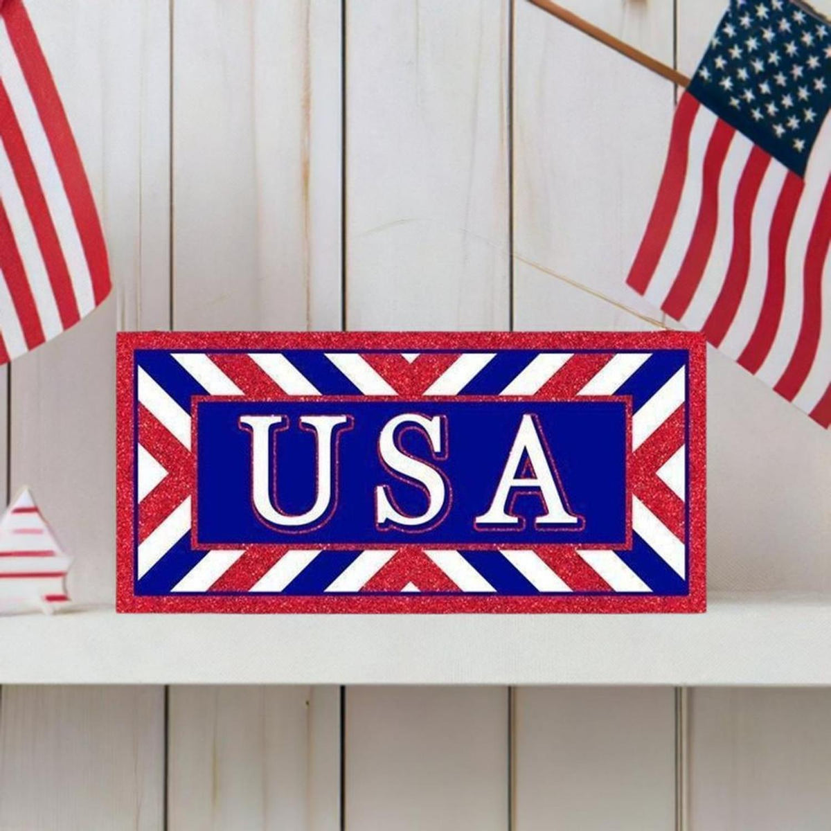 12" Wooden Sign: USA
