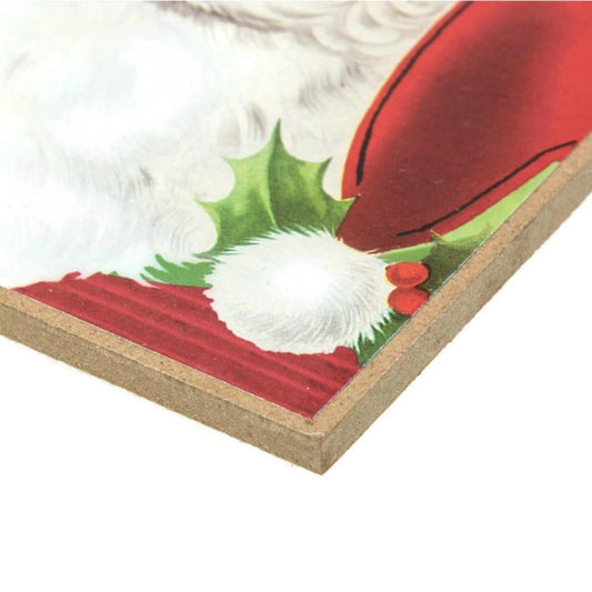 12" Wooden Sign: Vintage Santa Ho Ho Ho