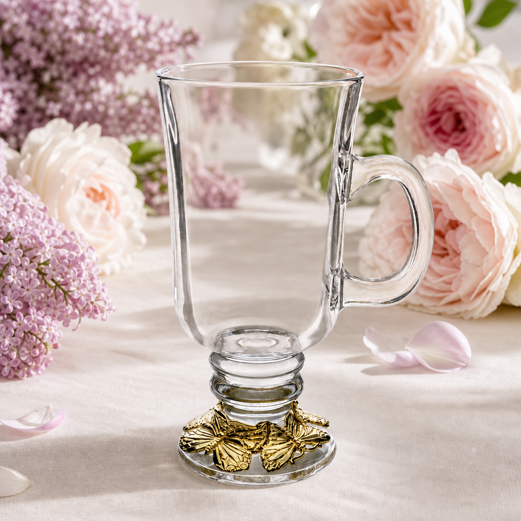 Butterfly 24 Gold Plated Glass Mug