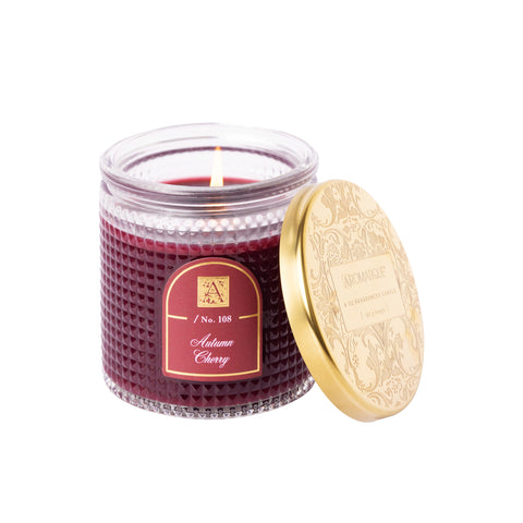 Autumn Cherry No. 108 Textured Glass Candle