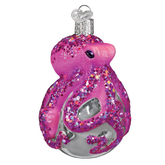 a pink and silver ornament