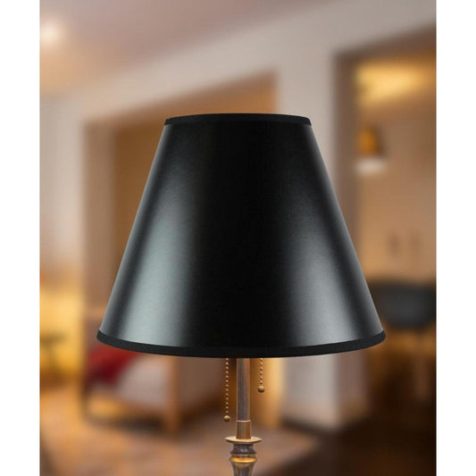 12"W x 10"H Bold Black with True Gold Lining Hard Back Empire Lampshade