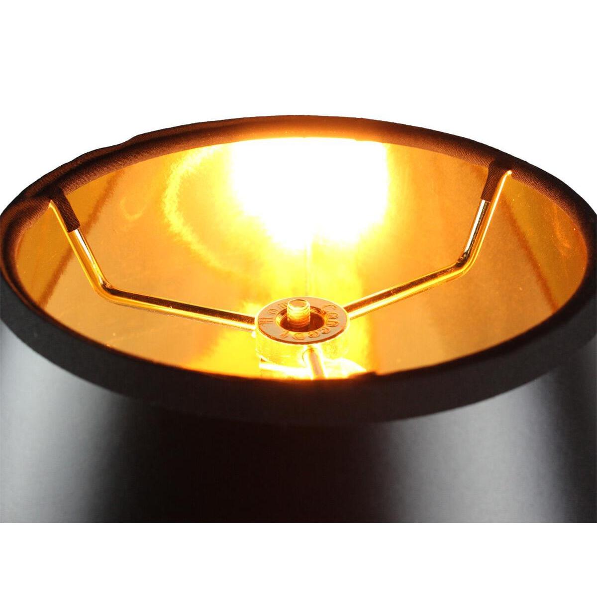 12"W x 10"H Bold Black with True Gold Lining Hard Back Empire Lampshade
