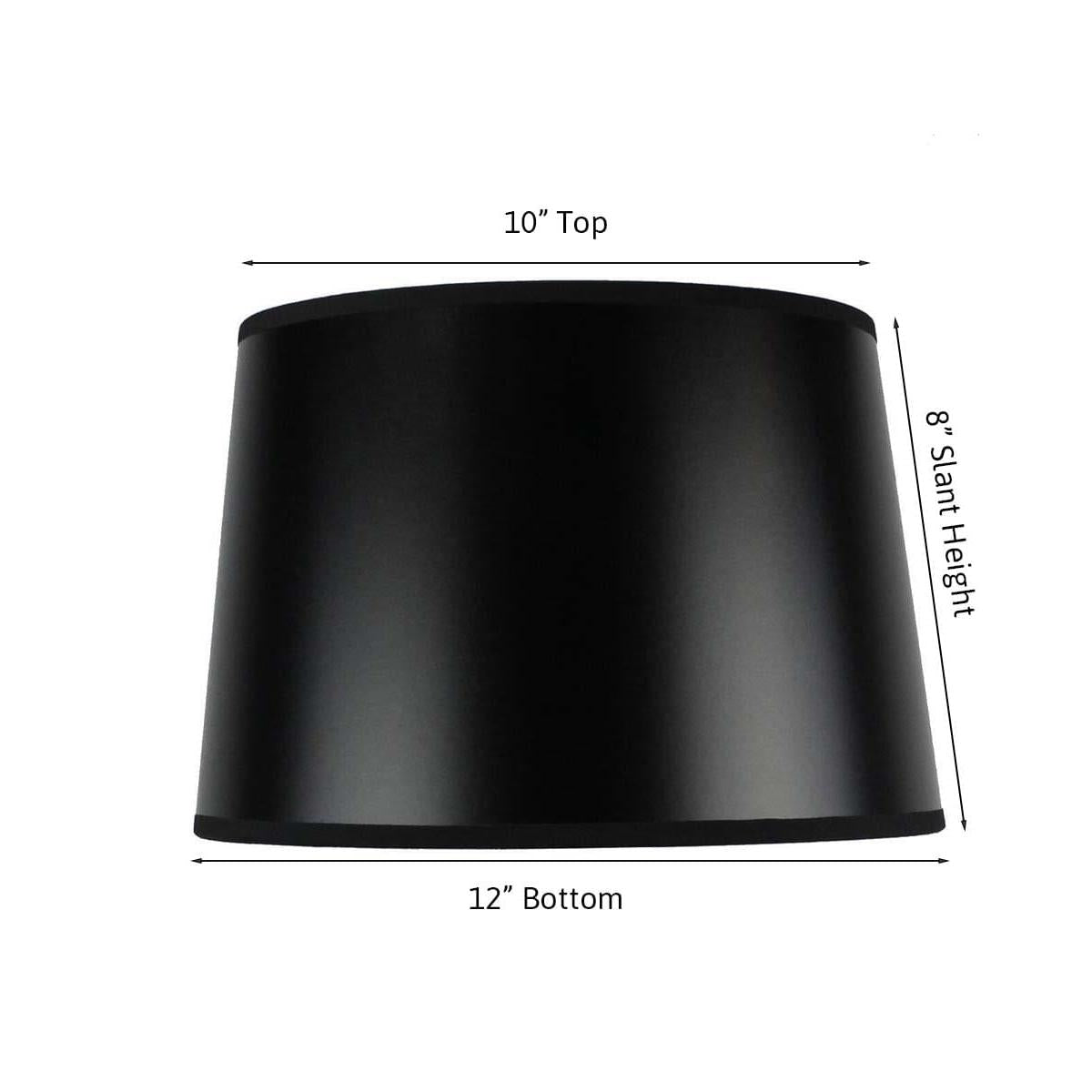 12"W x 8"H Hardback Shallow Drum Lamp Shade Black