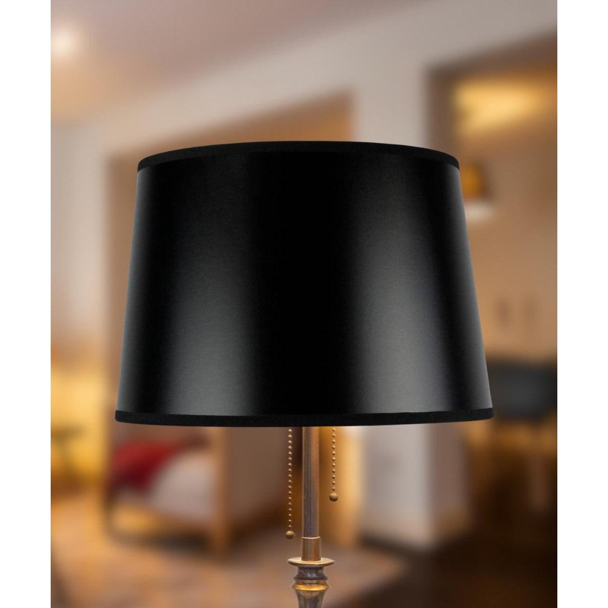 12"W x 8"H Hardback Shallow Drum Lamp Shade Black
