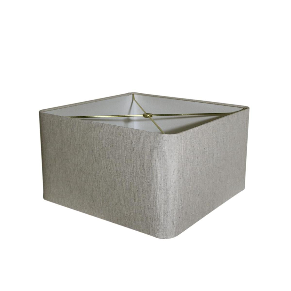 12x12x8 Rounded Corner Premiere Hardback Shallow Square Drum Lampshade Textured Oatmeal