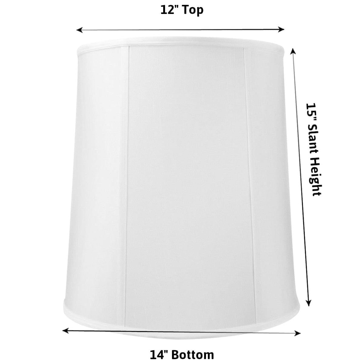 12x14x15 White Shantung Fabric Drum Lampshade