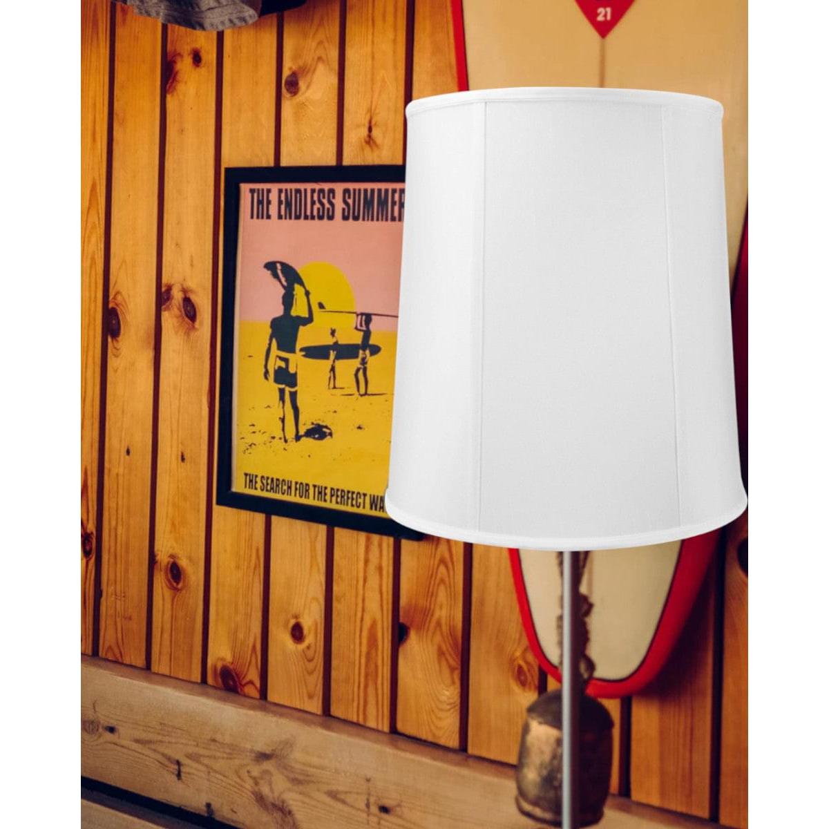 12x14x15 White Shantung Fabric Drum Lampshade