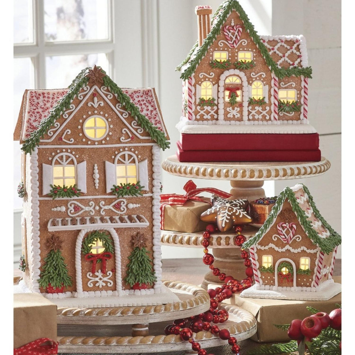 13" Lighted Gingerbread House with Trees