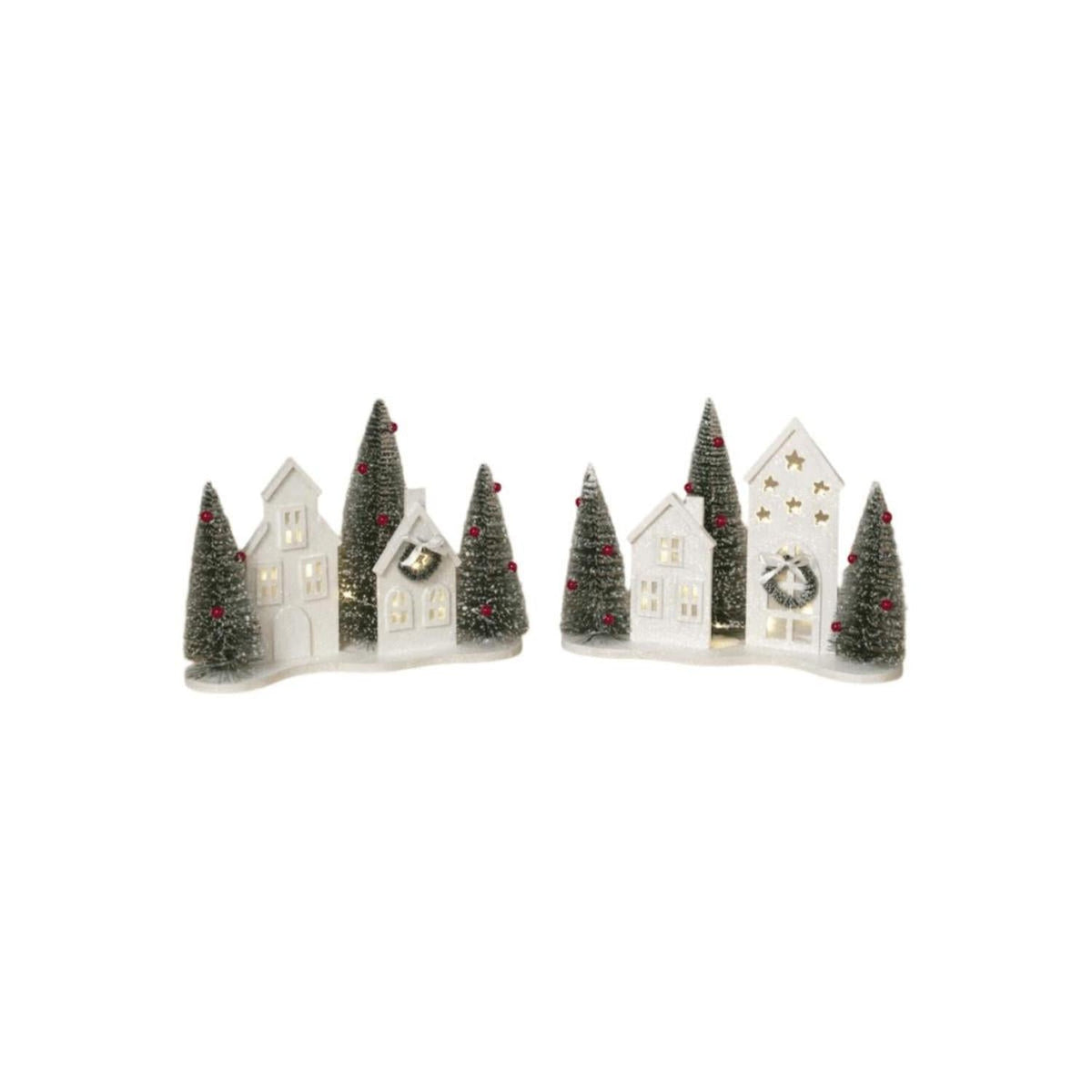 13" White Lighted Holiday House
