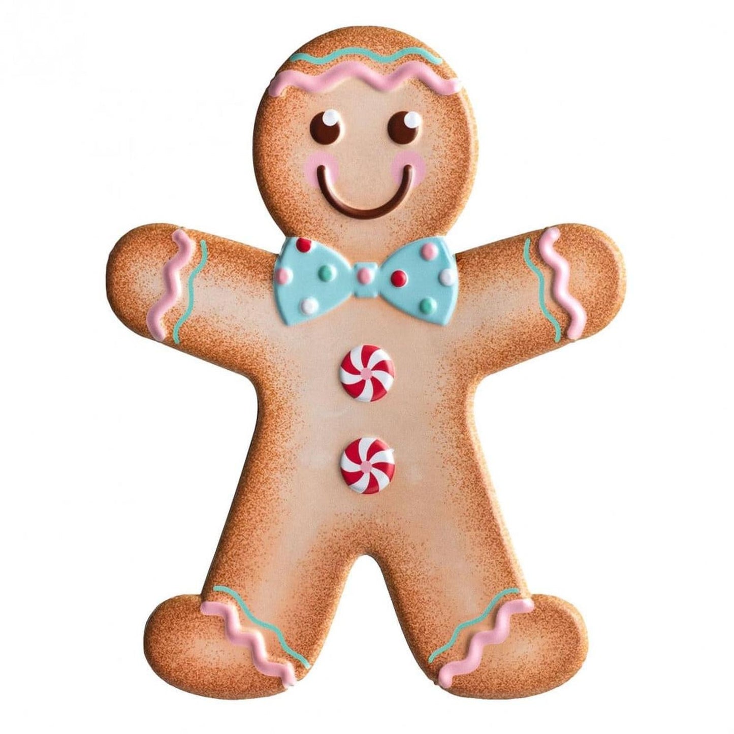 13" Metal Embossed Gingerbread: Boy (Pink)
