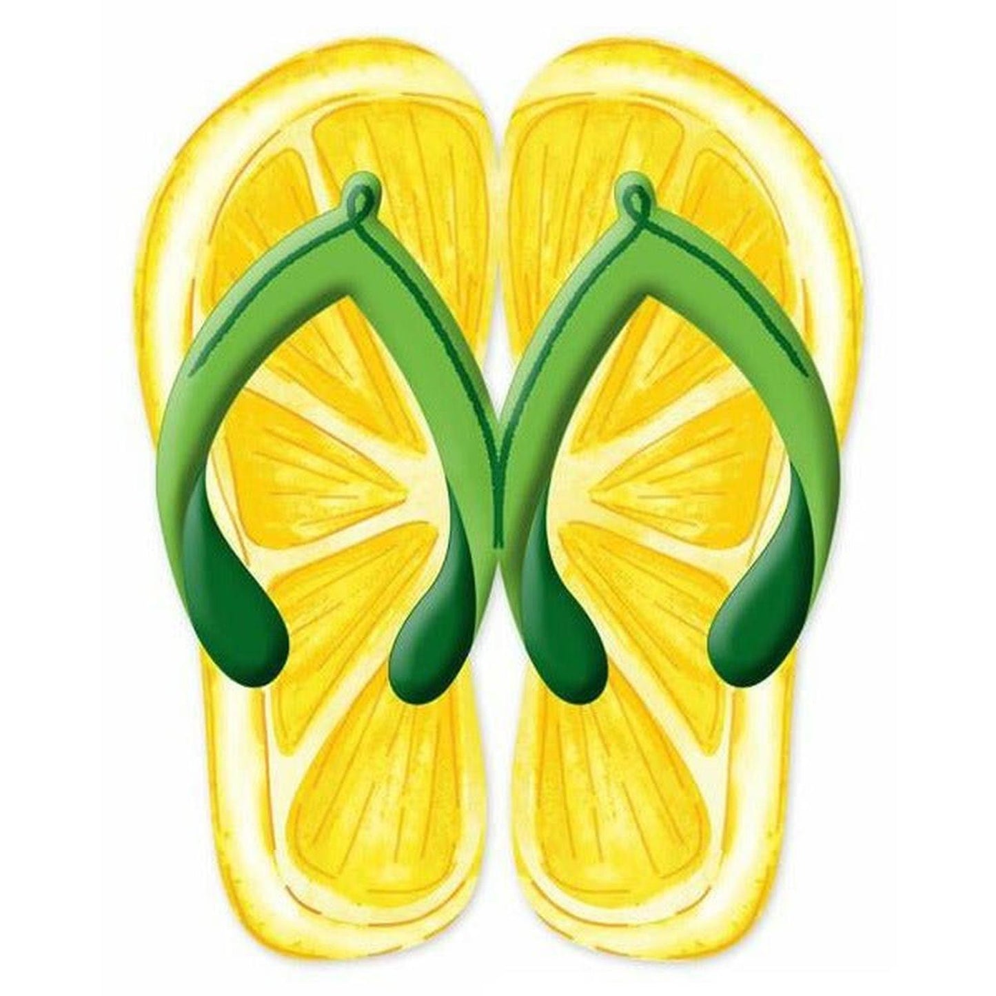13" Metal Embossed Flip Flops: Lemon