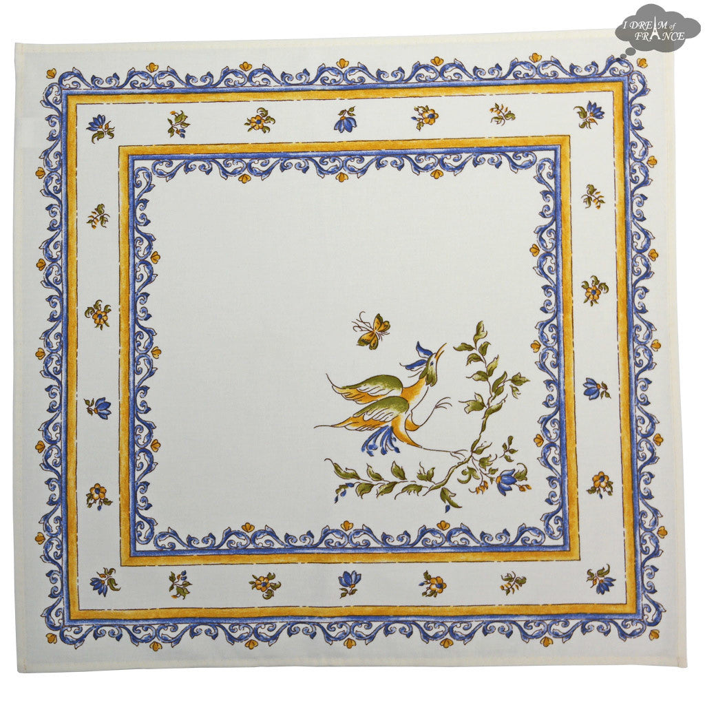 French Provencal napkin - Cotton - Moustiers blue & cream | Tissus Toselli