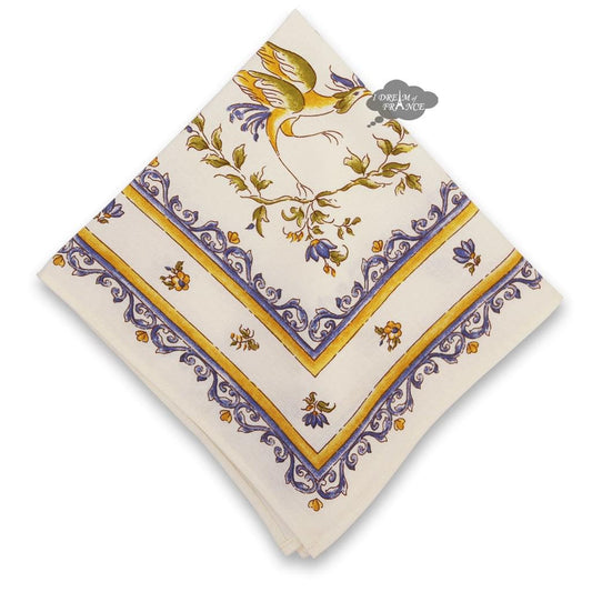 French Provencal napkin - Cotton - Moustiers blue & cream | Tissus Toselli
