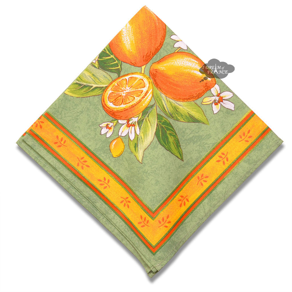 French Provencal napkin - Cotton - Lemons green | Tissus Toselli