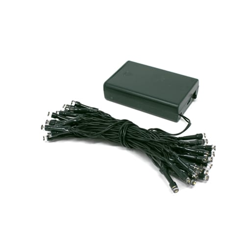 40 LED String Light Battery - Green Cable Timer - White