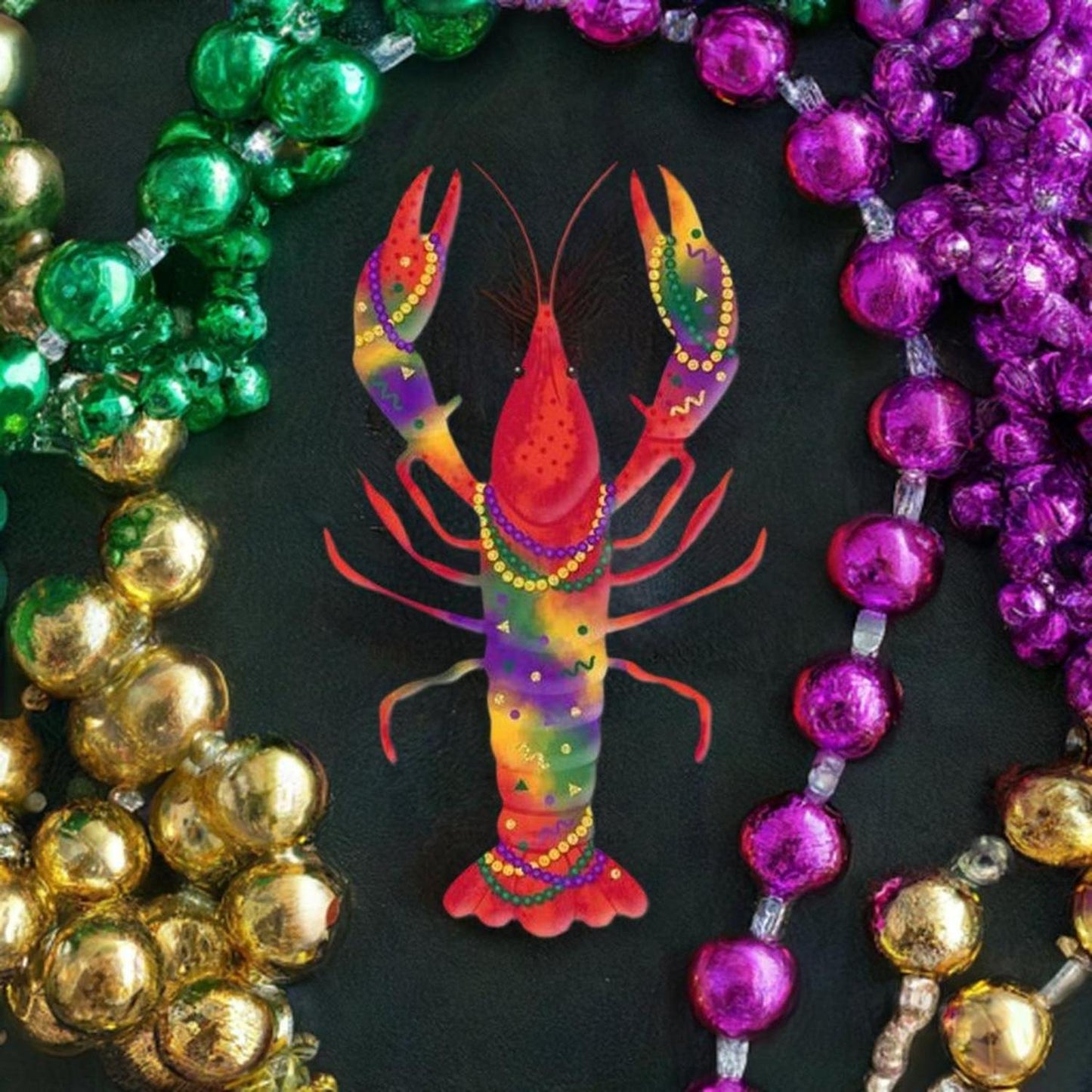 14" Metal Crawfish Sign: Multi Color