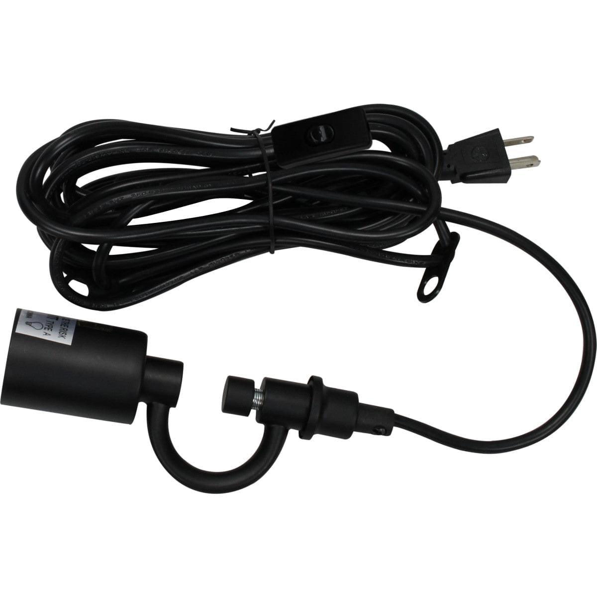 14"W 1 Light Swag Plug-In Pendant  Shallow Drum Textured Oatmeal Shade Black Cord