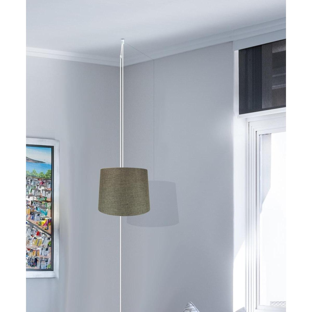 14"W 2 Light Swag Plug-In Pendant  Chocolate Burlap with Diffuser White Cord