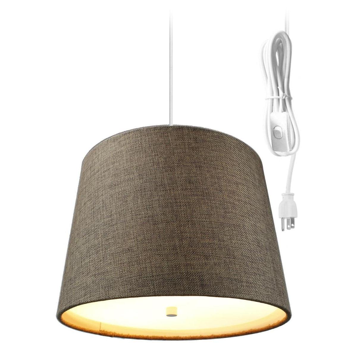 14"W 2 Light Swag Plug-In Pendant  Chocolate Burlap with Diffuser White Cord