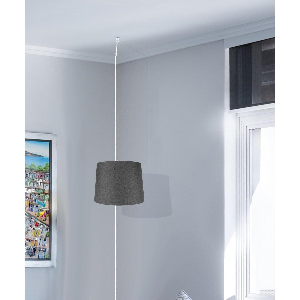 14"W 2 Light Swag Plug-In Pendant  Granite Gray Burlap with Diffuser White Cord