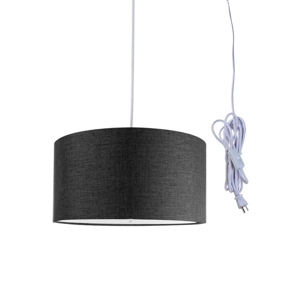 14"W 2 Light Swag Plug-In Pendant  Granite Gray with Diffuser White Cord