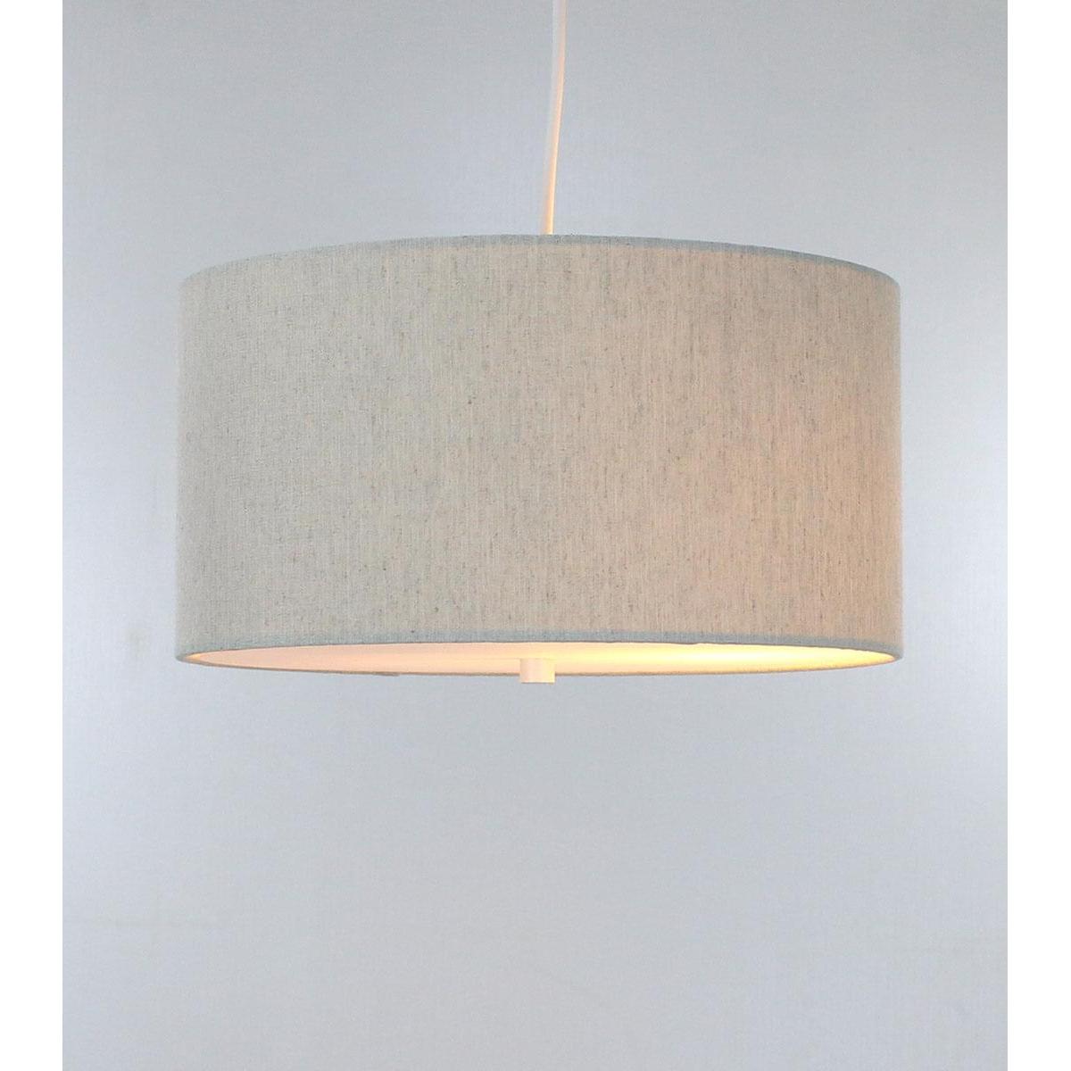 14"W 2 Light Swag Plug-In Pendant  Textured Oatmeal with Diffuser White Cord