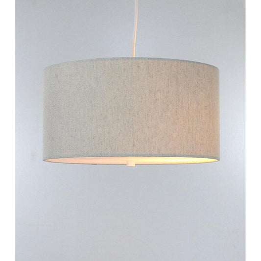 14"W 2 Light Swag Plug-In Pendant  Textured Oatmeal with Diffuser White Cord