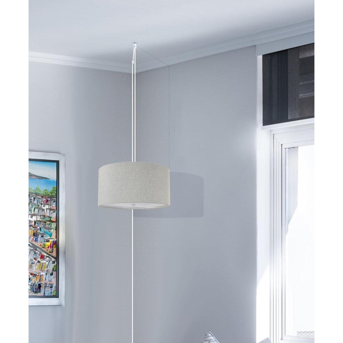 14"W 2 Light Swag Plug-In Pendant  Textured Oatmeal with Diffuser White Cord