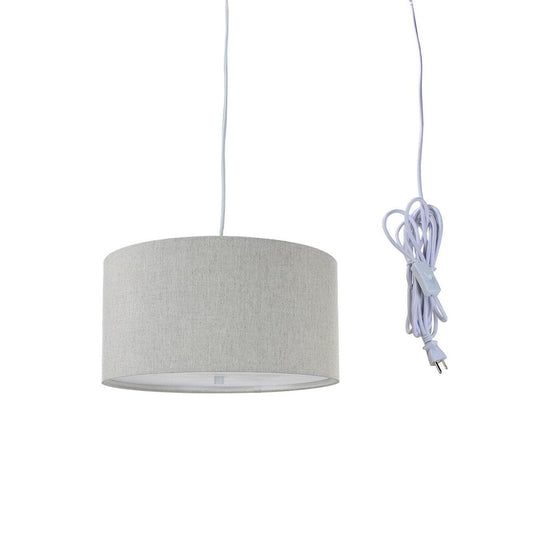 14"W 2 Light Swag Plug-In Pendant  Textured Oatmeal with Diffuser White Cord