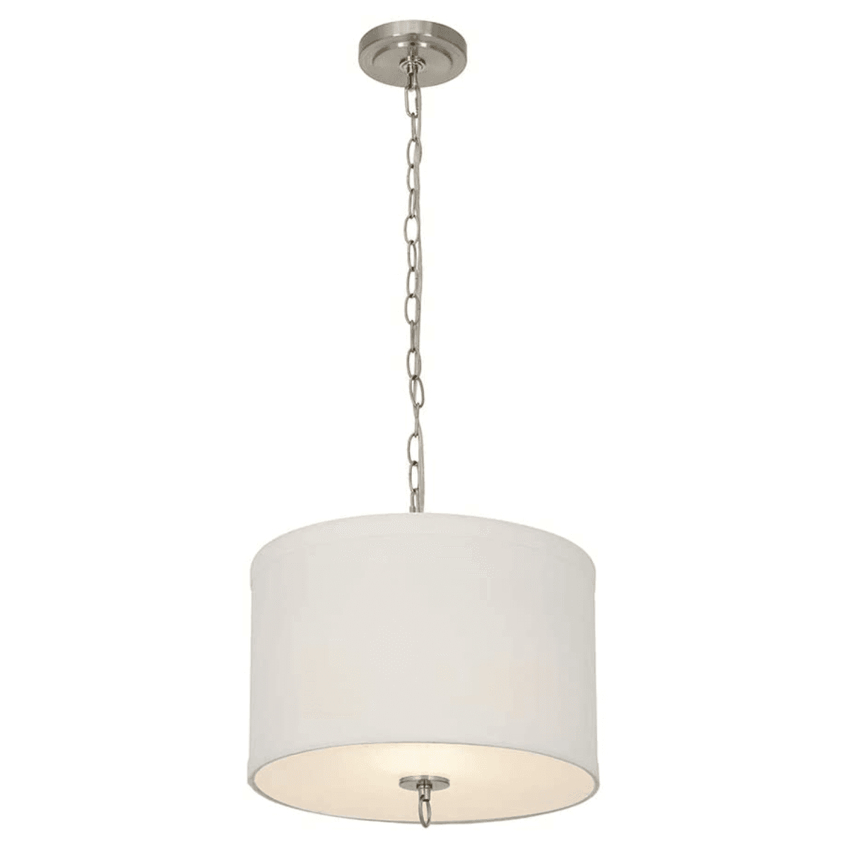 14"W Light Pendant Brushed Nickel Finish with Oatmeal Linen Shade