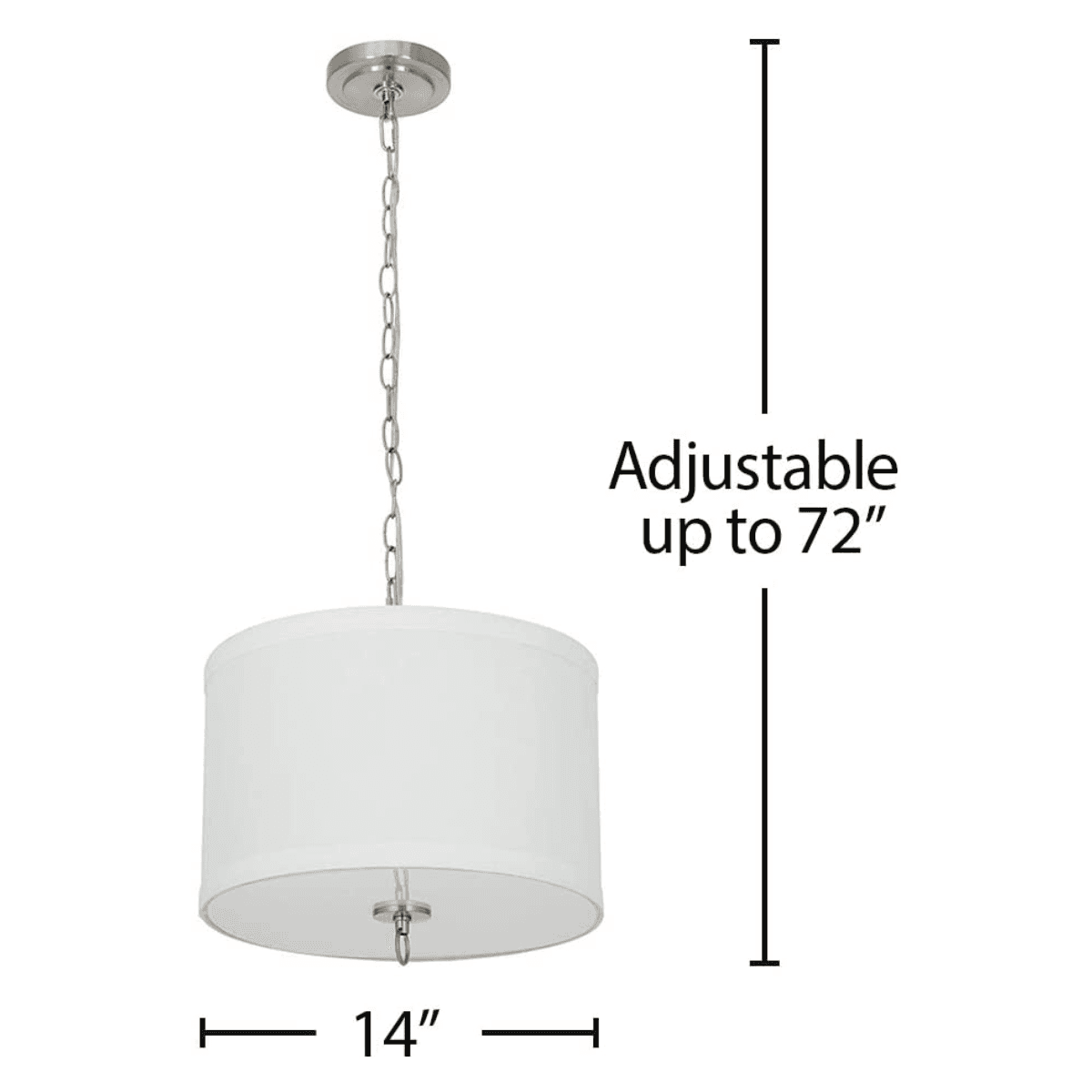 14"W Light Pendant Brushed Nickel Finish with Oatmeal Linen Shade