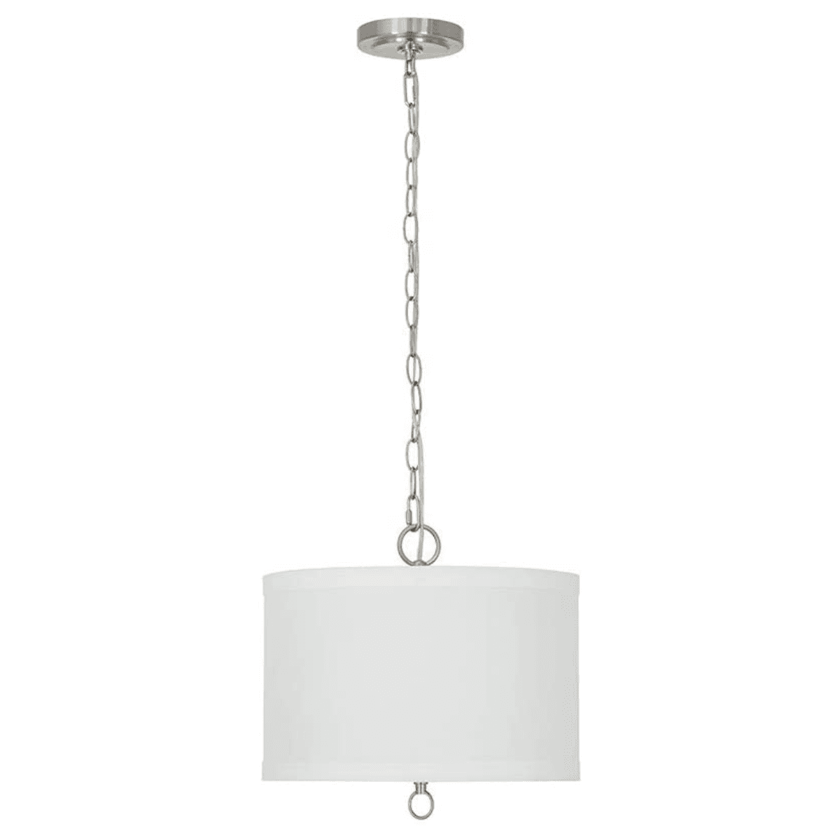 14"W Light Pendant Brushed Nickel Finish with Oatmeal Linen Shade