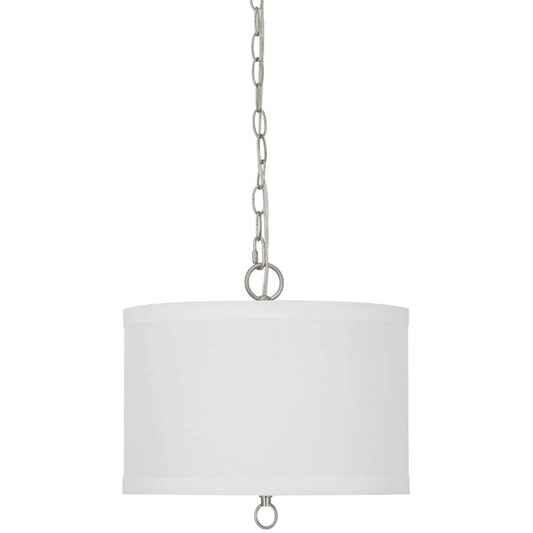 14"W Light Pendant Brushed Nickel Finish with Oatmeal Linen Shade